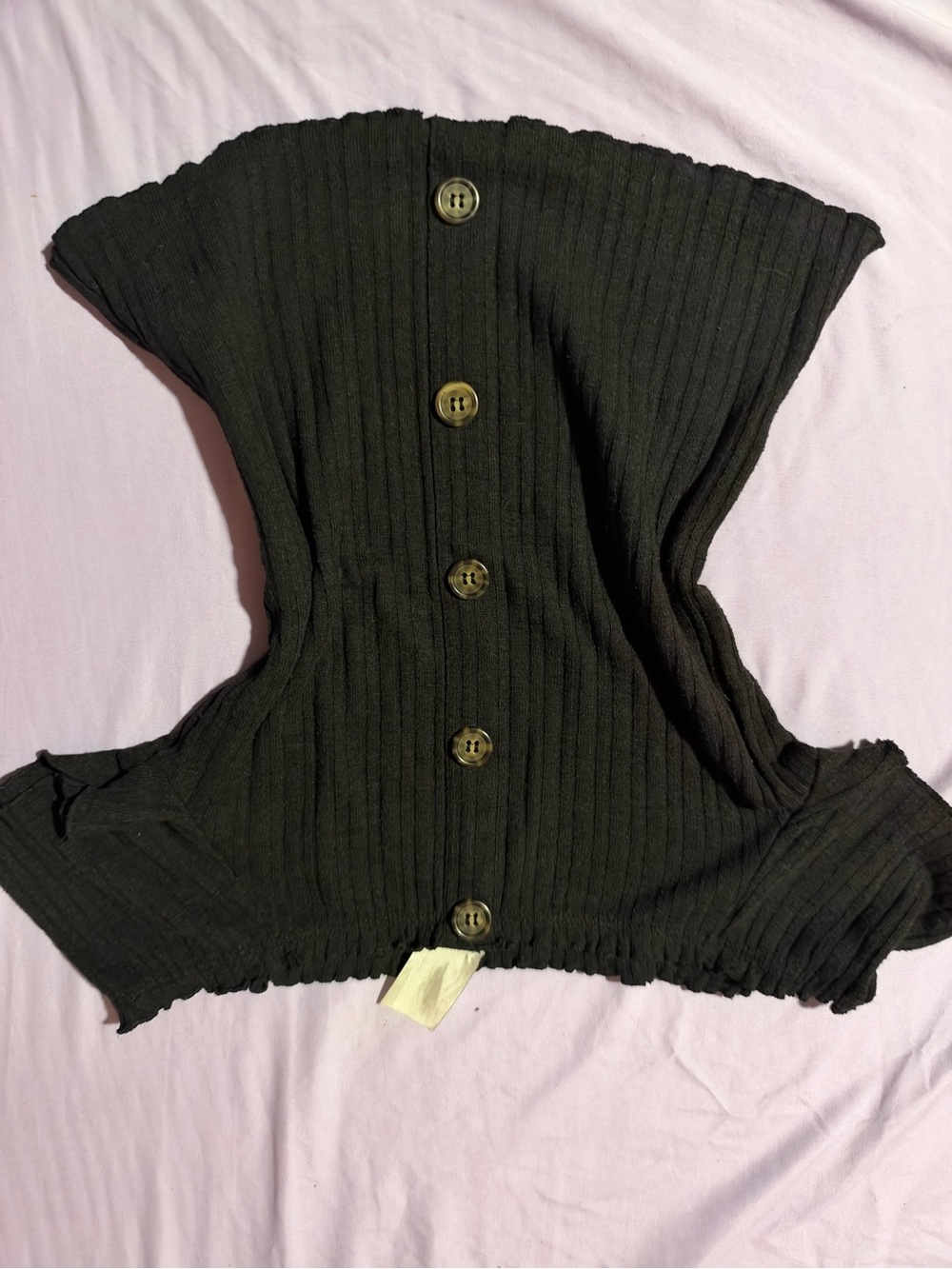 Off-the-Shoulder Ribbed Button-Front Sweater - Black